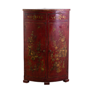 Early 20th Century Red Chinoiserie Lacquer Corner Cupboard