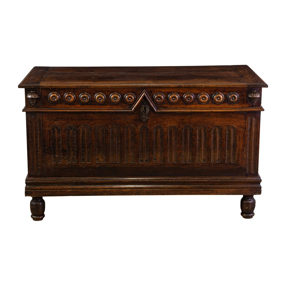 Antique French large walnut coffer,