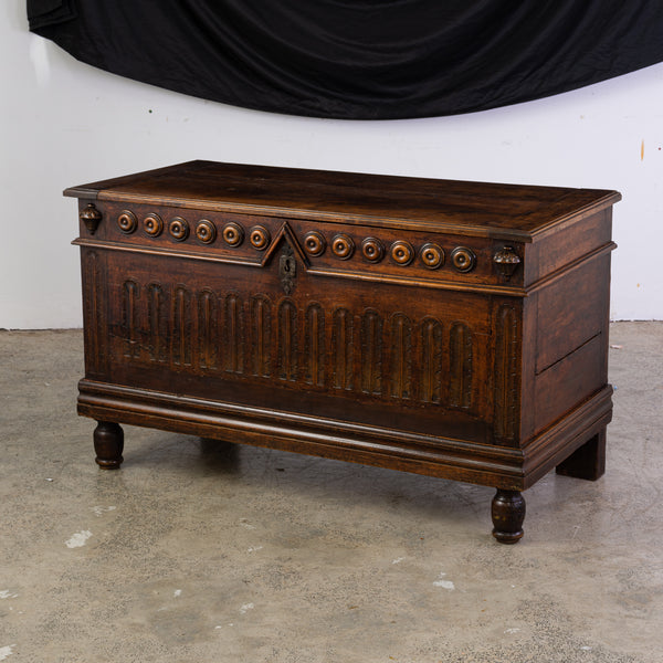 Antique French large walnut coffer,