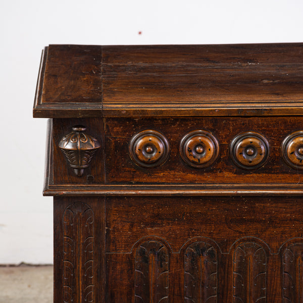 Antique French large walnut coffer,