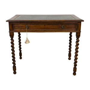Antique English Oak Desk with barley Twist Legs
