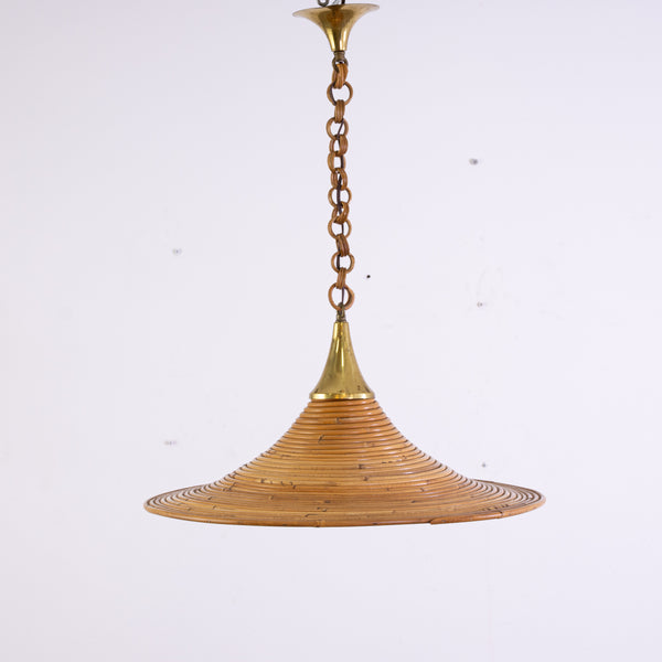 Ratin Hanging Pendant with Coiled Chain