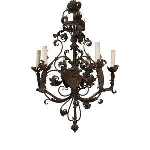 A Fine Antique Forged Iron Chandelier