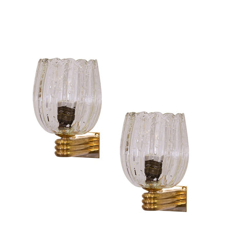 Pair of Clear Bullicante Wall Sconces