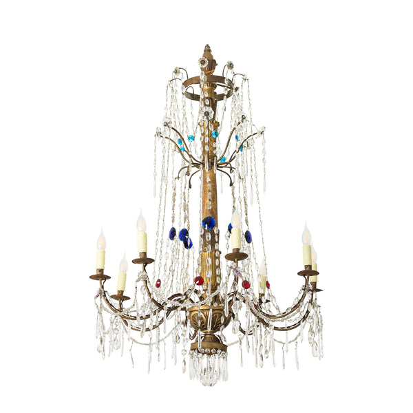 A Large 18th Century Giltwood Genovese Chandelier