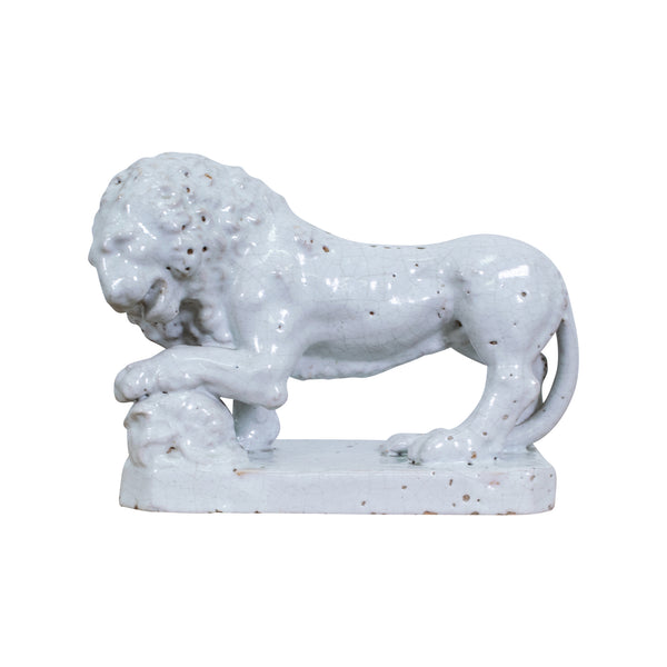 19th Century White Glazed Majolica Lion
