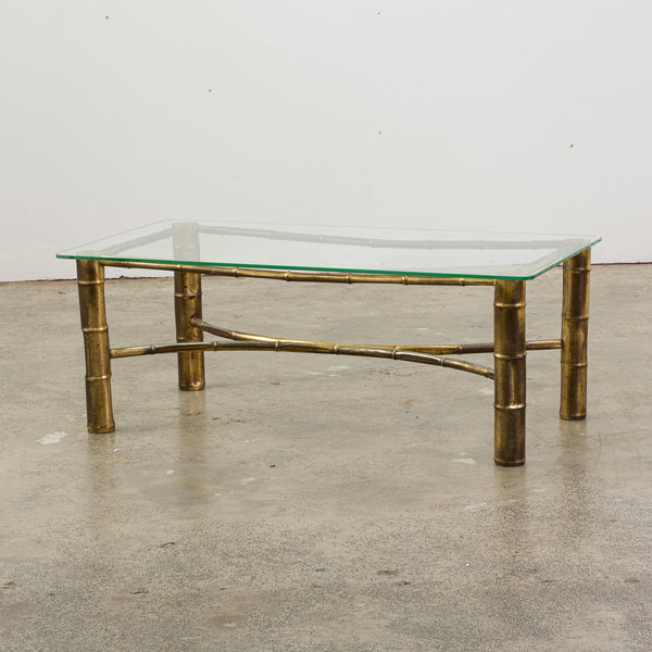 A Faux Brass Bamboo Coffee Table