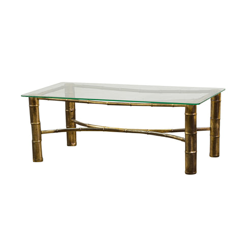 A Faux Brass Bamboo Coffee Table