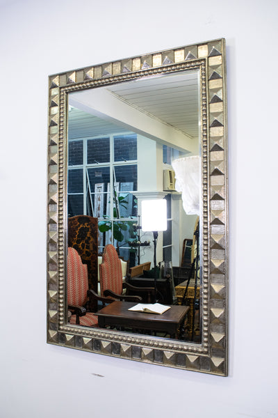 Large Silver Overlay Studded Mirror