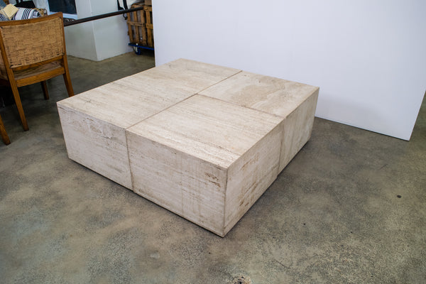 A set of Four Travertine Cubes as a Coffee Table