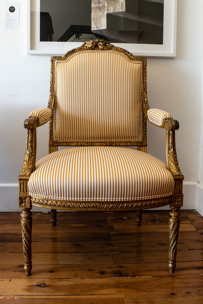 A 19th Century Louis XVI Style Giltwood Armchair