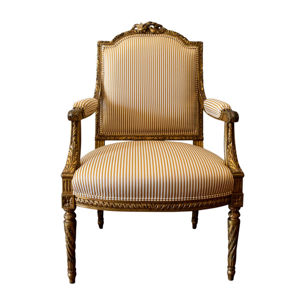 A 19th Century Louis XVI Style Giltwood Armchair