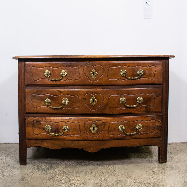 A Mid-18th Century Louis XV Bow Fronted Walnut Commode