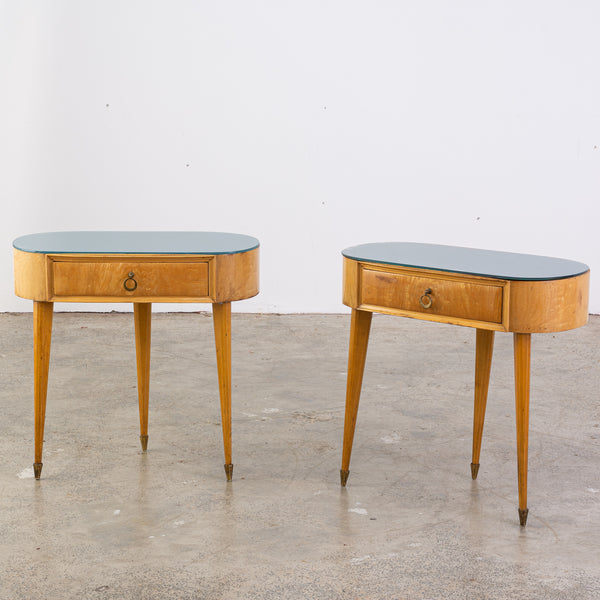 A Pair of Mid 20th Century Italian Ash Bedside Tables