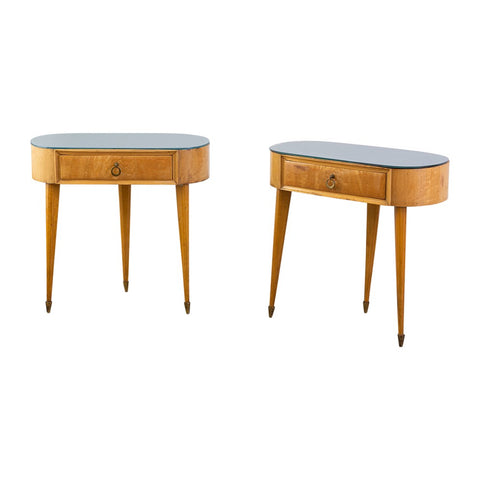 A Pair of Mid 20th Century Italian Ash Bedside Tables