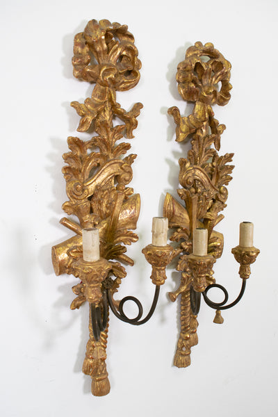 Pair of Italian Neo-Classical Giltwood Wall-Sconces