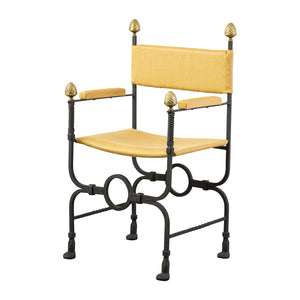 Mid 20th Century Wrought Iron Savonarola Chair, with Acorn Finial
