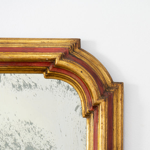 Cantered Red Lacquer Mirror