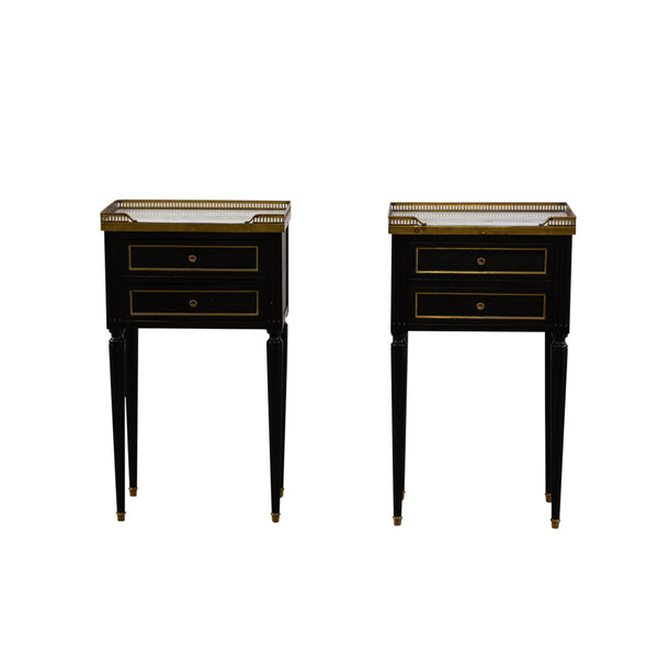 Two Drawer Louis XVI Ebonised Bedsides