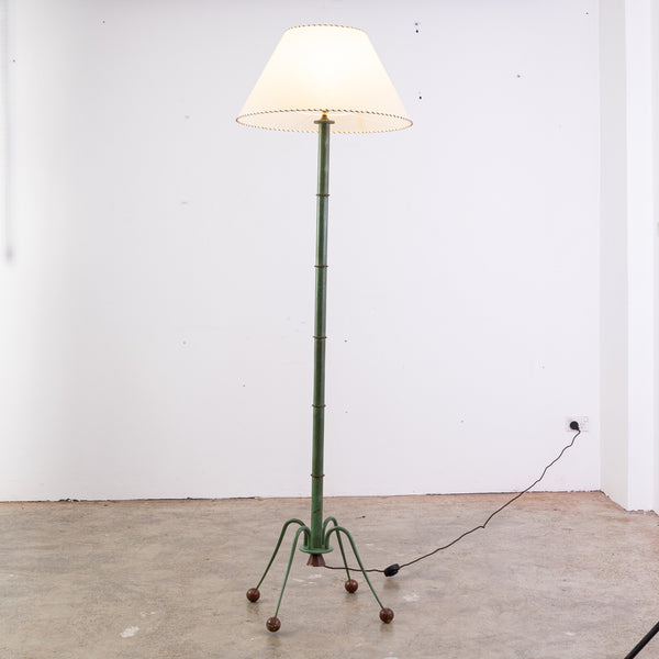 Rene Prou (1887-1947) Floor Lamp in Patinated Brass