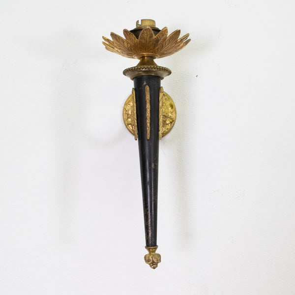 Pair of French Black and Brass Wall Sconces