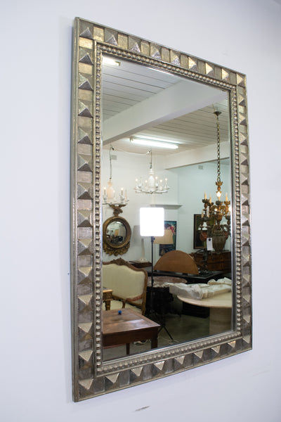 Large Silver Overlay Studded Mirror
