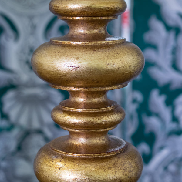 Pair of French Turned Gilt Lamps