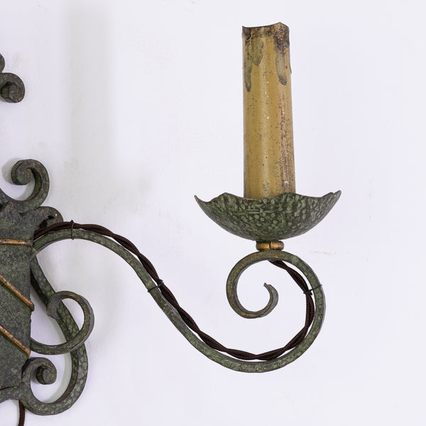 Pair of Gilbert Poillerat Style Iron Wall Sconces
