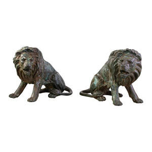 A Near Pair of Substantial Bronze Lions