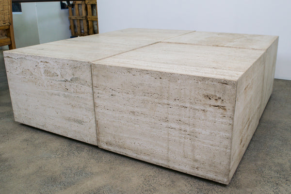 A set of Four Travertine Cubes as a Coffee Table