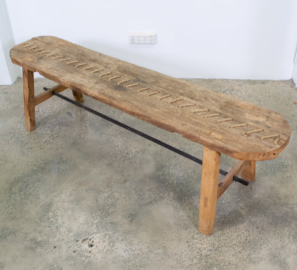 An Unusual Timber Bench With rope Detail