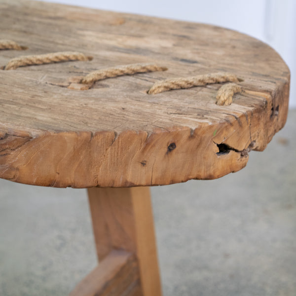 An Unusual Timber Bench With rope Detail