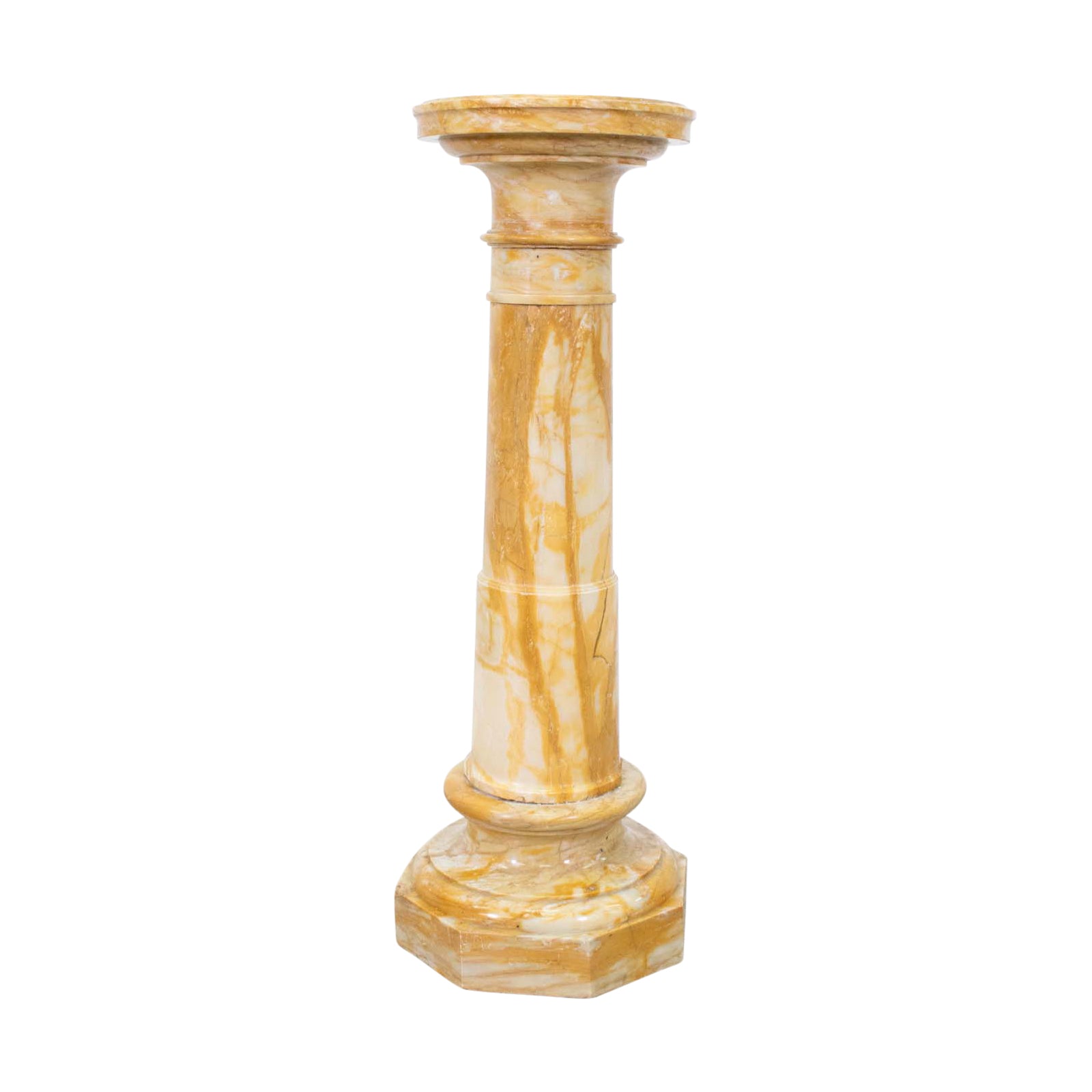 Vintage French Yellow Marble Pedestal