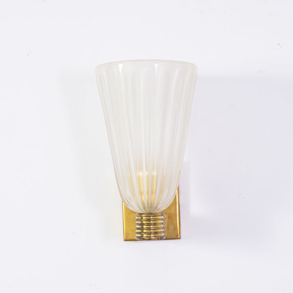 Pair of Art Deco Style Ribbed Murano Wall Sconces