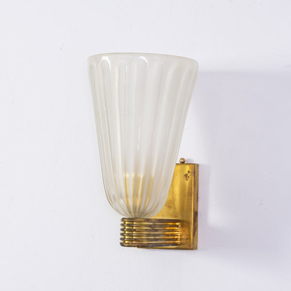 Pair of Art Deco Style Ribbed Murano Wall Sconces