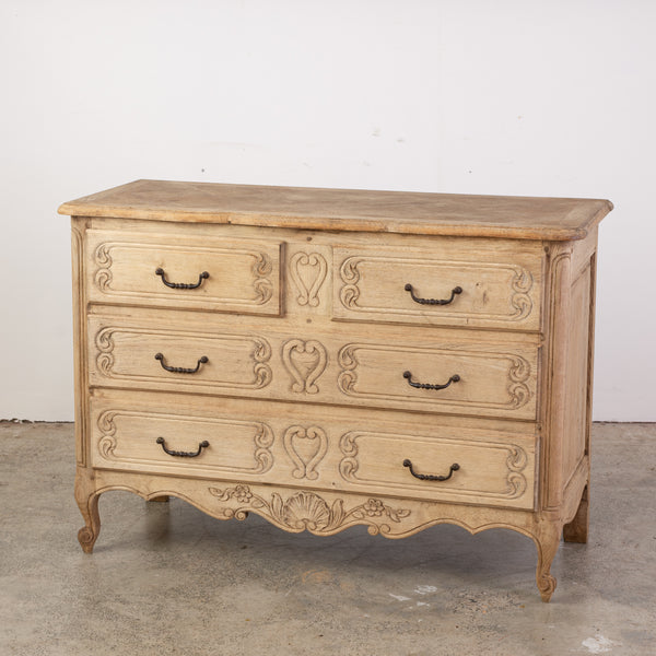 Antique French Provincial Bleached Oak Commode
