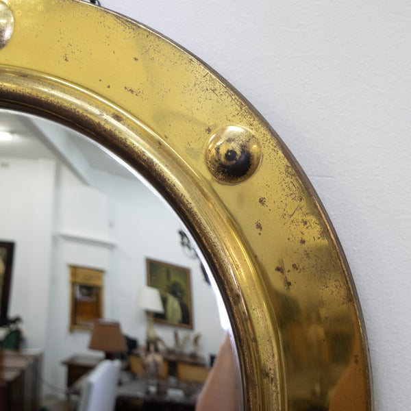 English Brass Convex Mirror