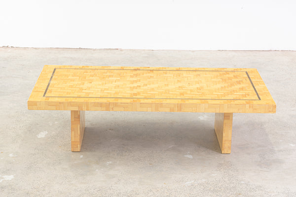 A 1970s Split cane and Brass Coffee Table