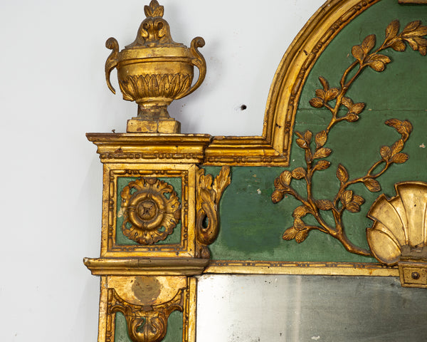 Italian Louis XVI Giltwood and Green Lacquer Mirror