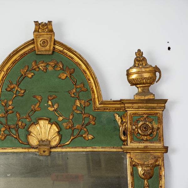 Italian Louis XVI Giltwood and Green Lacquer Mirror