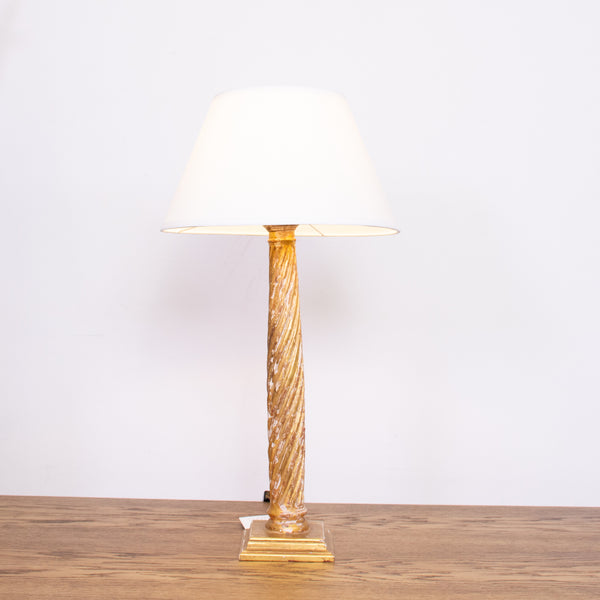 Antique French Giltwood Column Lamp