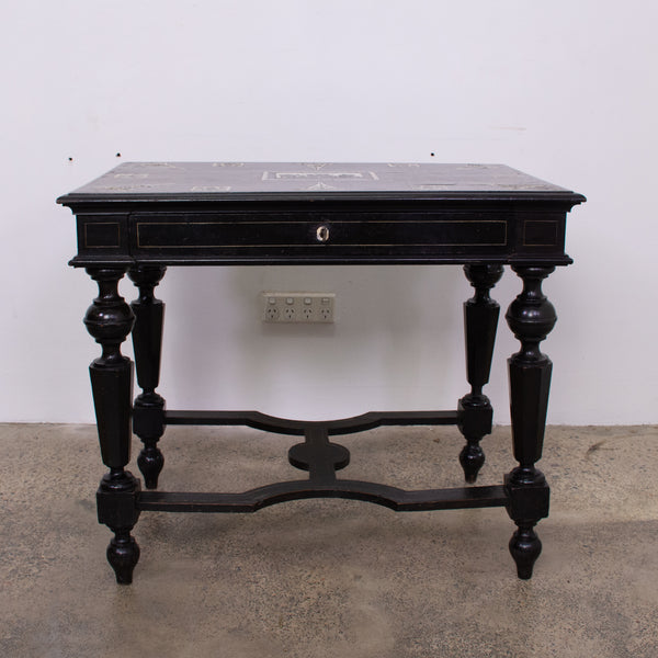 Italian 19th Century Ebonised and Bone Inlaid Centre Table