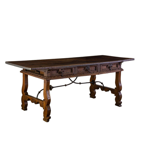 A Substantial 17th Century Spanish Chestnut Six Drawer Console