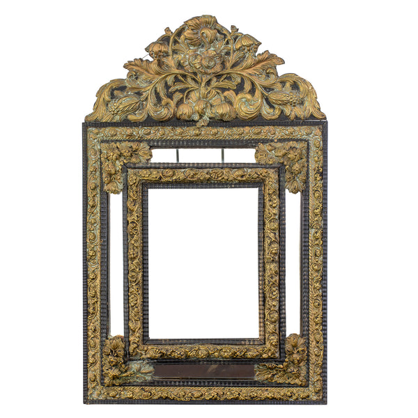 Louis XIV Style Brass Repousse Mirror