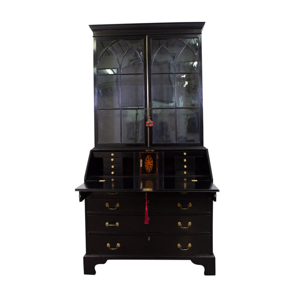 A George III Ebonised Mahogany Bureau Bookcase