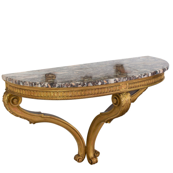 Louis XVI Style Giltwood Demi-Lune Console Table