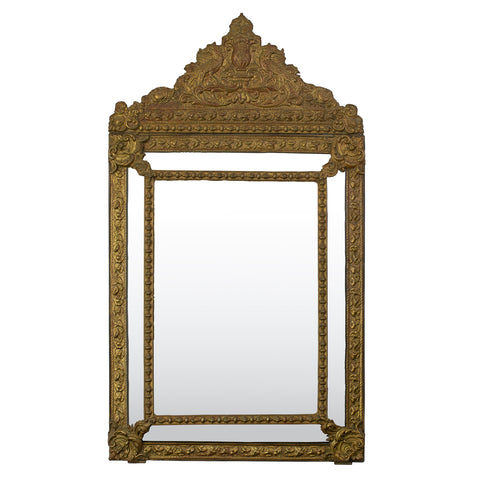 Late 19th Century Brass Repousse Cushion Mirror