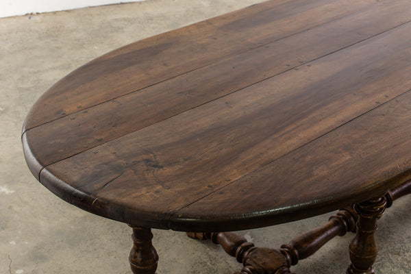 Louis XIII Style Oval Walnut Dining Table