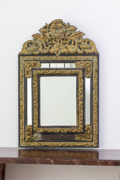 Louis XIV Style Brass Repousse Mirror