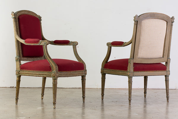 Pair of Louis XVI  flat-backed Armchairs